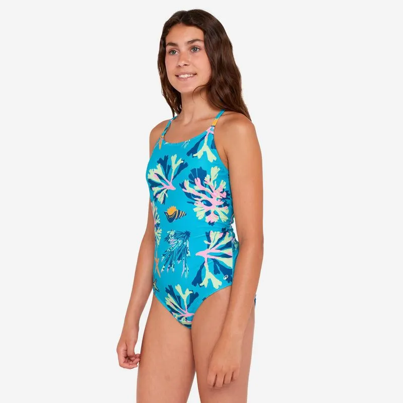 Maiô Infantil de Natação Lila Pantai Nabaiji Azul - 5-6 ANOS