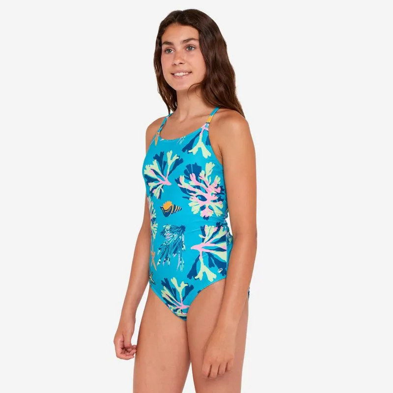 Fato de banho de Natação Menina - 100 Lila ataa pupu turquesa, 14 Anos