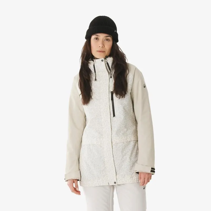 Jaqueta Feminina de Esqui snowboard 500 Long Dreamscape Bege, GG