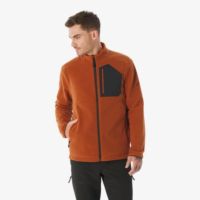 Blusa de montanha masculina MH500 com bolso e zíper completo, vermelho, P