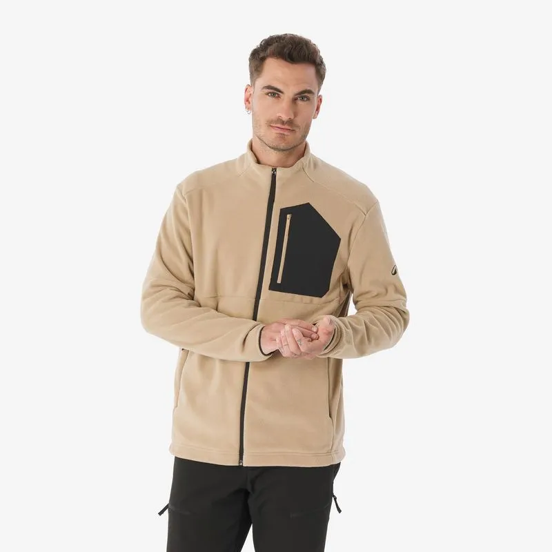 Casaco Masculino de Trilha Fleece MH500 Quechua Bege Jaqueta Masculina de Trilha MH500 bege, P