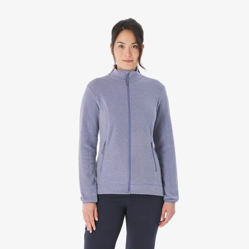 Blusa Fleece Feminina de Trilha Térmica MH100 Quechua Roxa Blusa Feminina de Trilha Fleece com Ziper MH120 Quechua Roxa, 4G