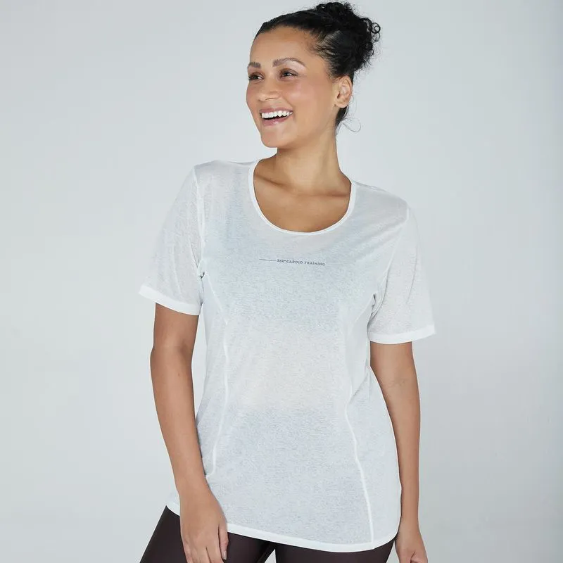 Camiseta Feminina de Treino Light 500 Domyos Branca - M