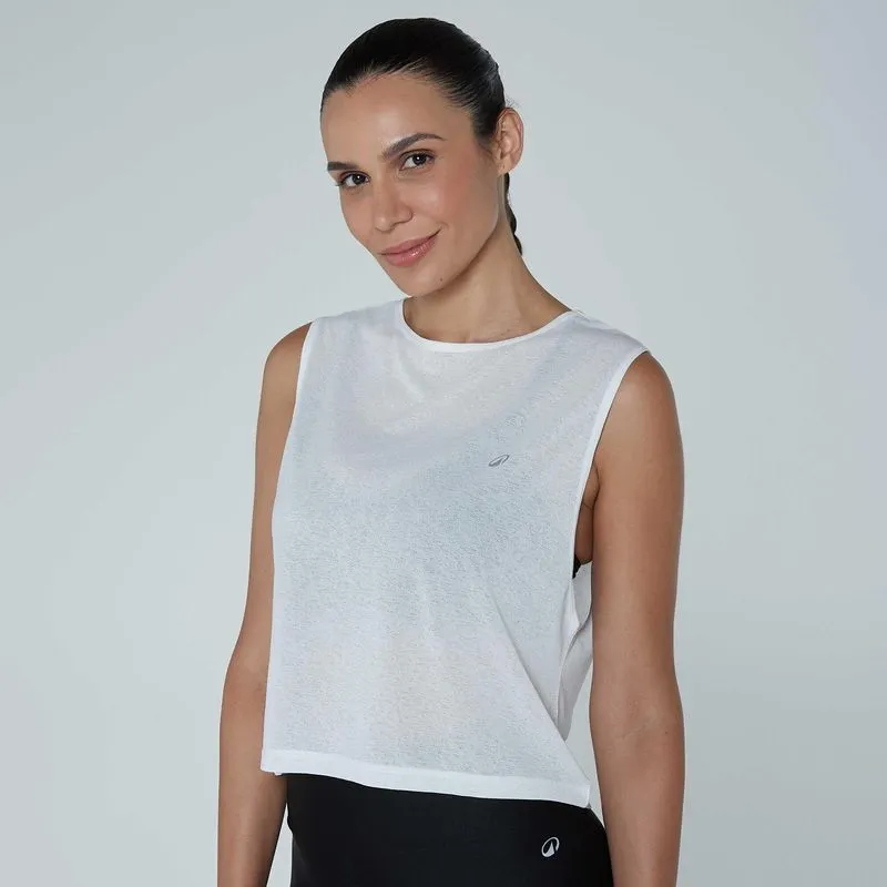Regata Feminina de Treino Muscle 500 Domyos Branca - M