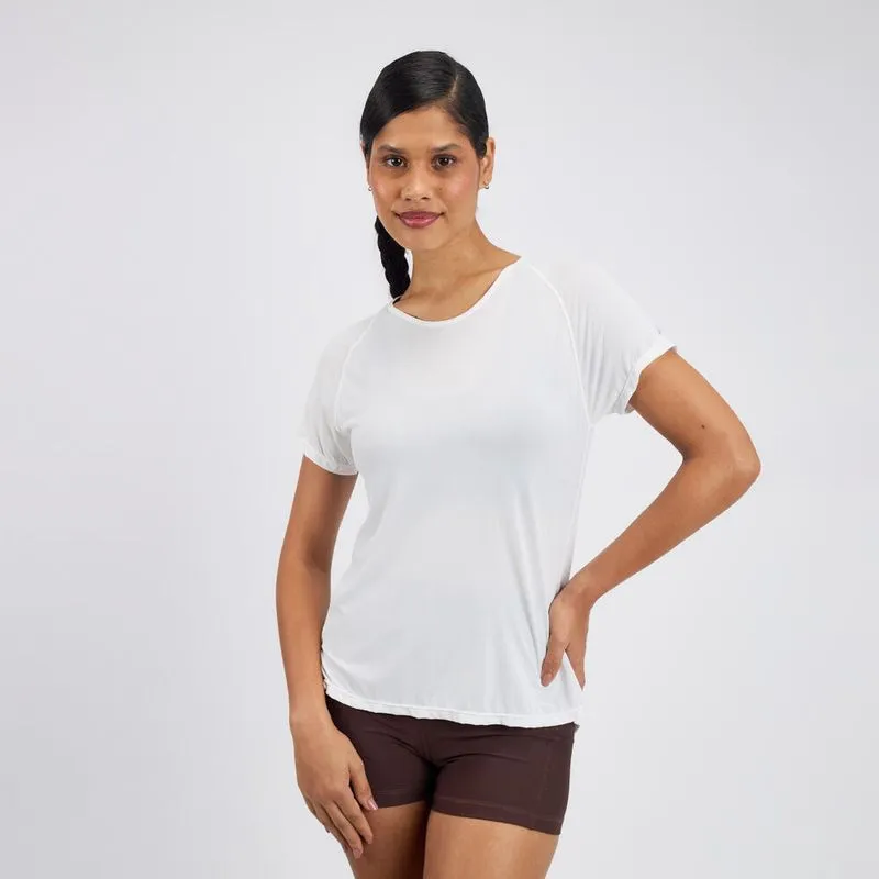 Camiseta Feminina de Treino Creponada 500 Domyos Branca, 3G