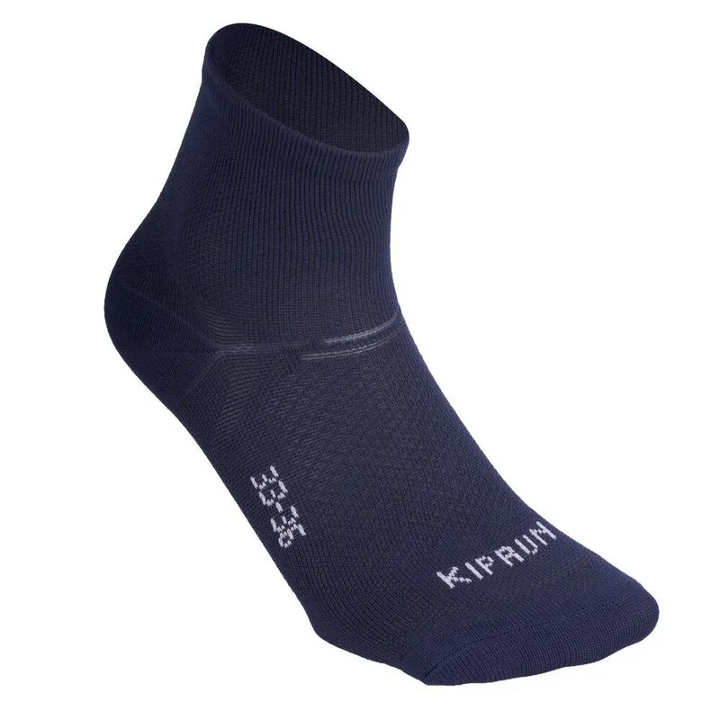 Kit 2 Pares de Meias Adultas para Corrida Cano Médio RUN500 Kiprun Azul Marinho, azul, 37/40 BR
