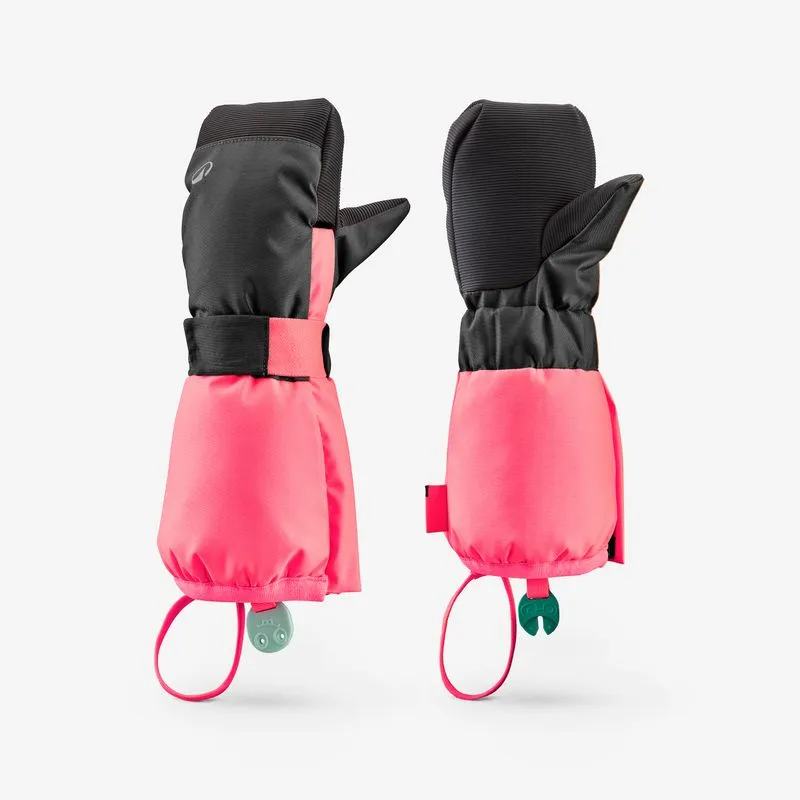 Luva Infantil de Esqui 500 Quechua Rosa Luvas de esqui quentes para crianças de 3 a 6 anos, 500 Kids rosa, 5-6 ANOS