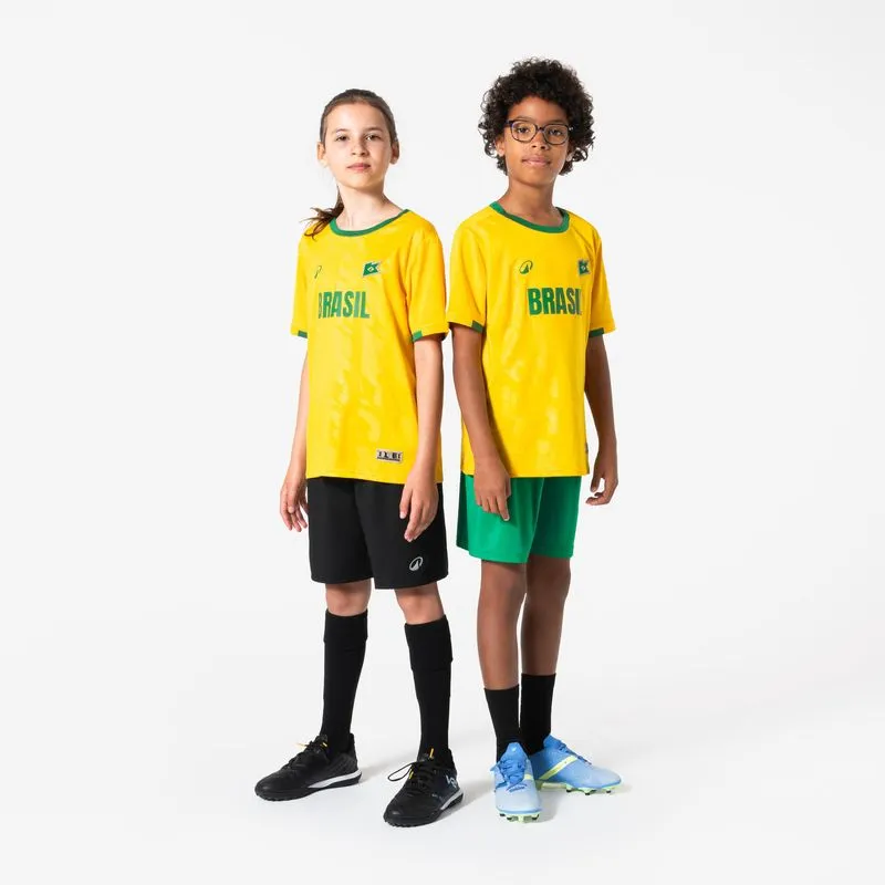 Camisa Infantil de Futebol Torcedor Brasil Kipsta Amarela, 5-6 ANOS
