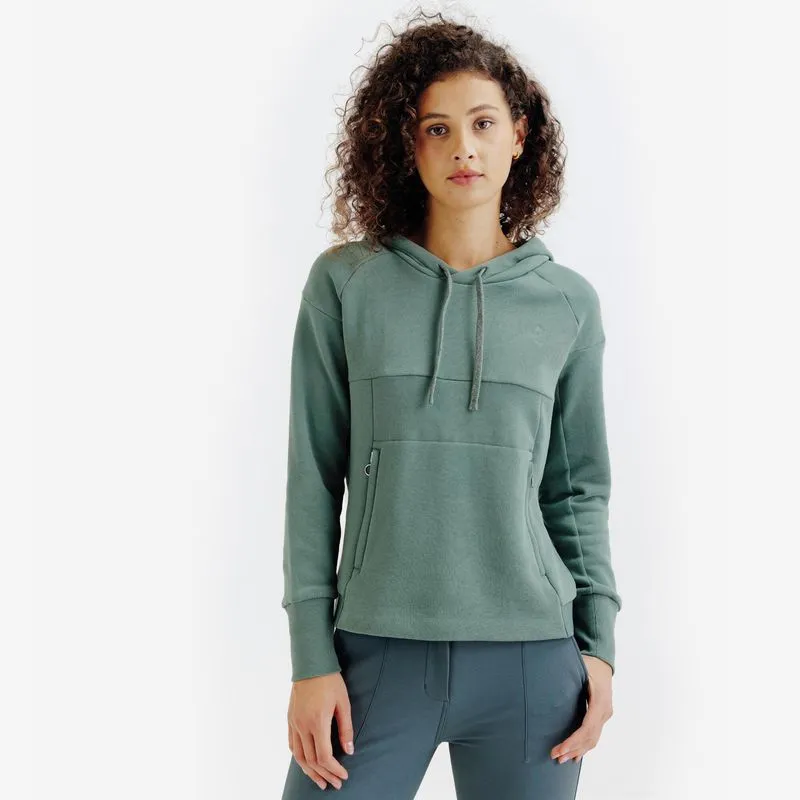 Blusa Moletom Feminina com Capuz de Hipismo Fouganza Verde Eucalipto - PP