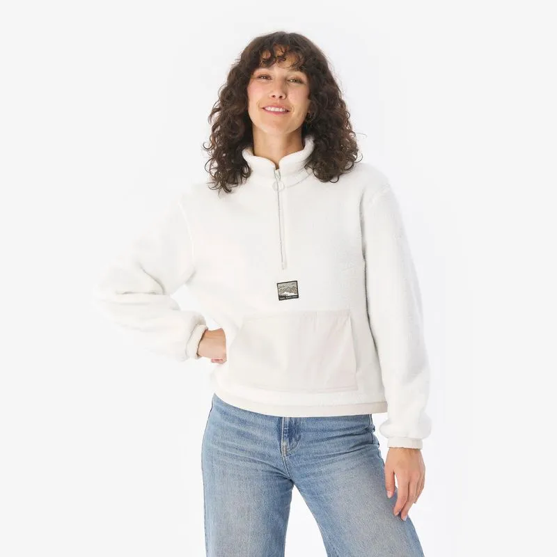 Blusa Fleece Feminina de Trilha MH100 Sherpa Quechua Bege, P