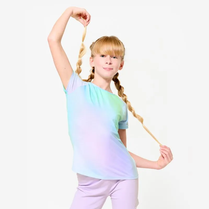 Camiseta Infantil S500 Decathlon Colorida Camiseta Esportiva Respirável Infantil Feminina Estampada Boreal, 131-140cm 8-9A