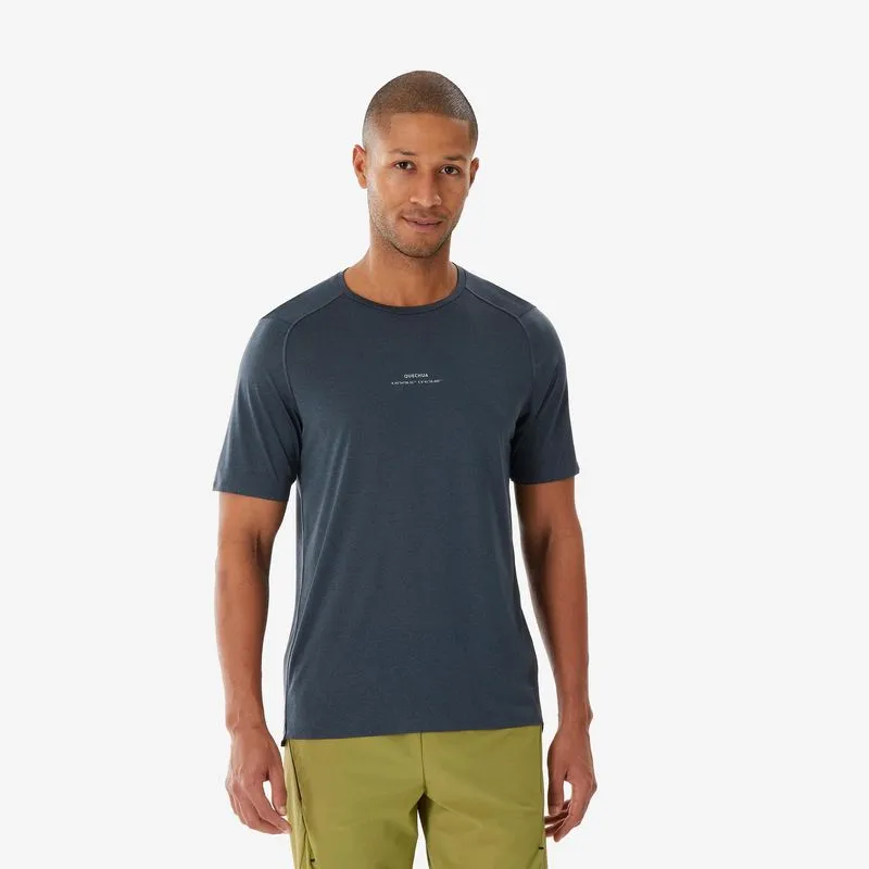Camiseta Masculina de Trilha MH500 Quechua Cinza Camiseta masculina de manga curta para caminhadas em montanhas, cinza MH500, 4G