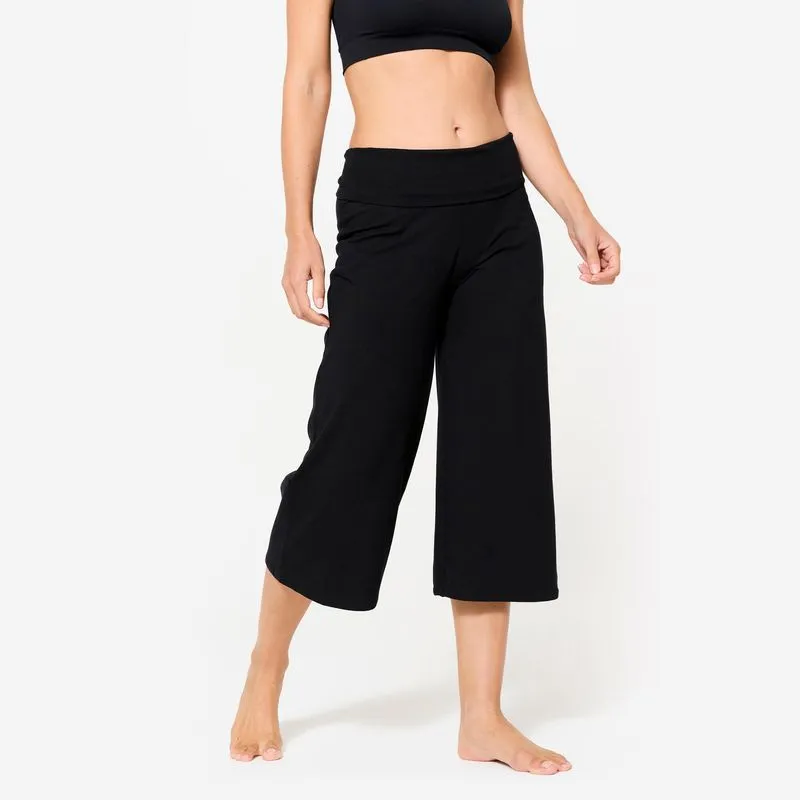Calças 7/8 Yoga Mulher Cintura Alta Preto Ultra, 3G