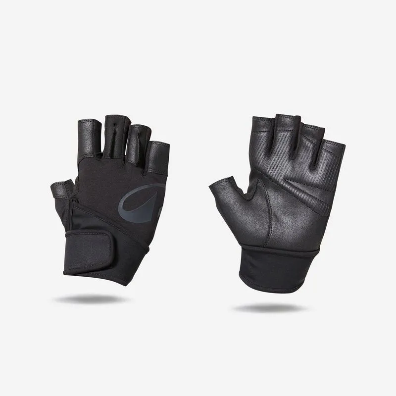Luva de Musculação com Suporte para o Punho Corength Preta Luvas de Musculação com Suporte de Pulso e Aderência Pretas, 3XL