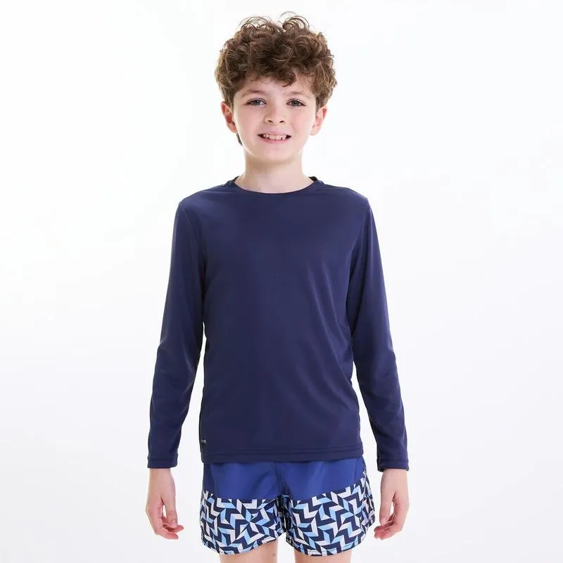 Camiseta Infantil de Surf UV50 100 Tribord Azul Marinho - 10 ANOS