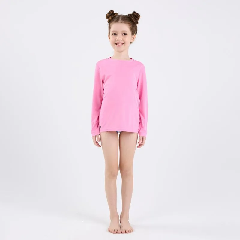 Camiseta Infantil de Surf Proteção Solar UV50 Manga Longa Tribord Rosa, 10 ANOS