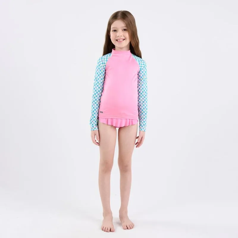 Camiseta Infantil de Surf 100 Proteção UV Tribord Rosa - 6 ANOS