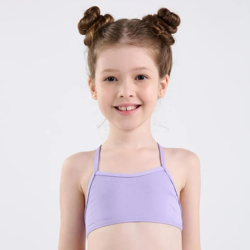 Top Biquíni de Surf Costas Cruzadas Tribord Roxo, 6 ANOS