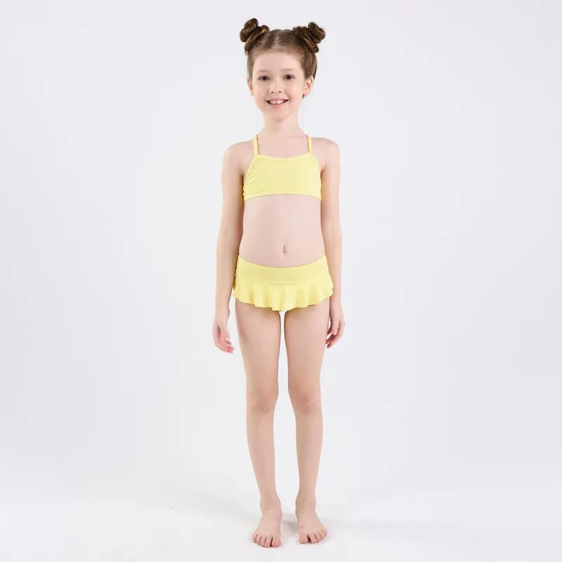 Top Biquíni Infantil de de Surf Costas Cruzadas Tribord Amarelo - 4 ANOS