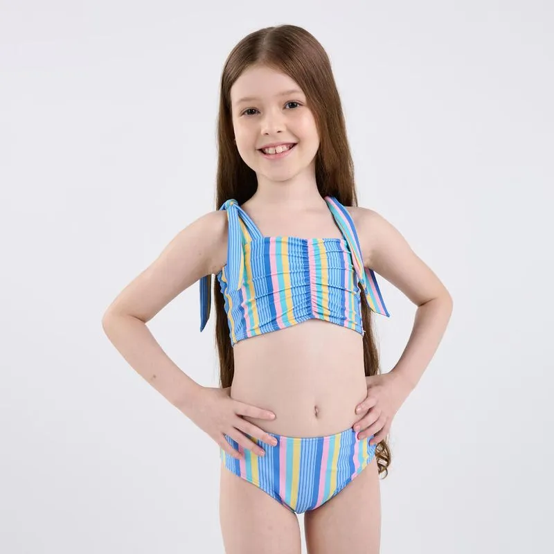 Top Infantil de Surf Salvia Tribord Listras Azul - 6 ANOS