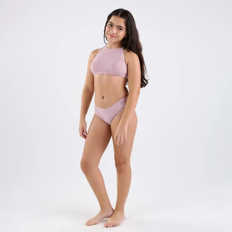Calcinha Biquíni Infantil de Surf Gathered Tribord Vermelho, 12 ANOS