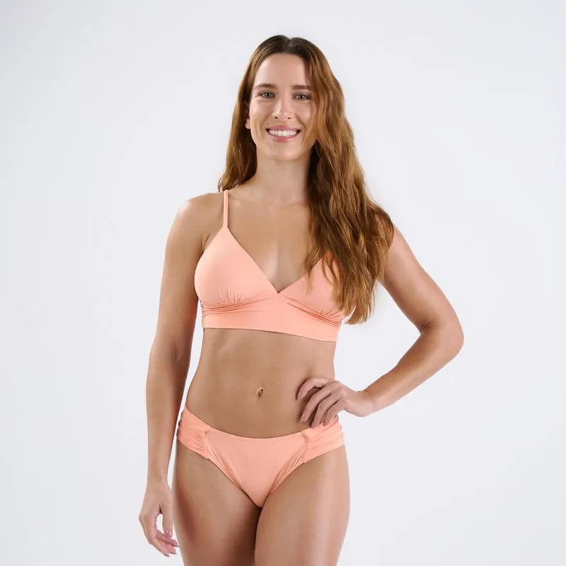 Calcinha Biquíni de Surf Franzida Tribord Laranja - P