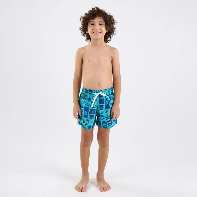 Short Infantil de Surf Tribord Verde Azul - 4 ANOS
