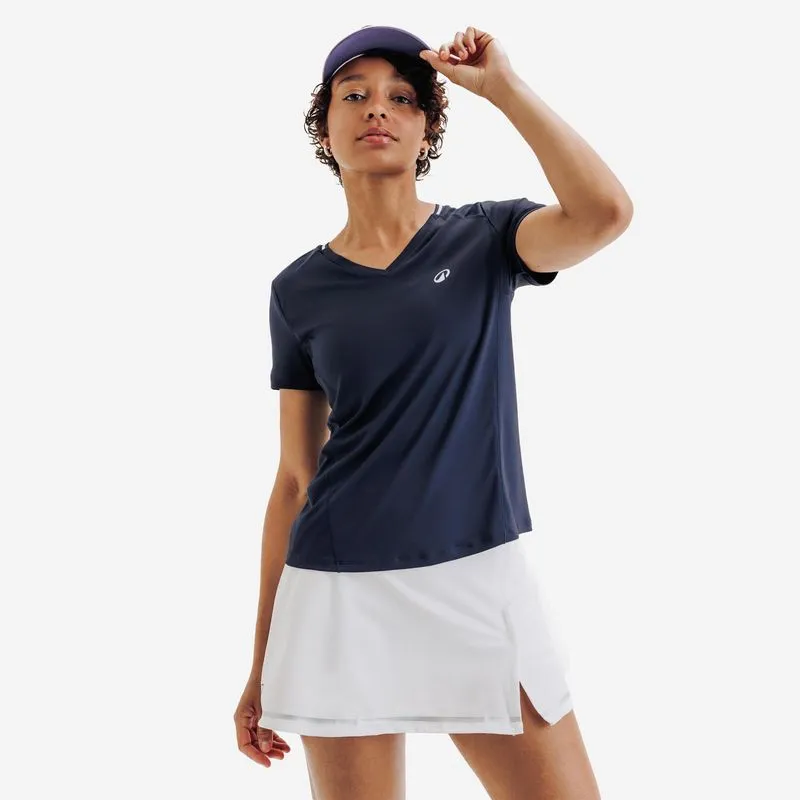 Camiseta Feminina de tênis respirável com gola em V Kuikma Azul Marinho, M