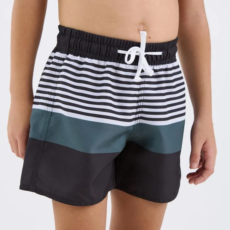 Bermuda Infantil de Surf Listrado Tribord Preto - 6 ANOS