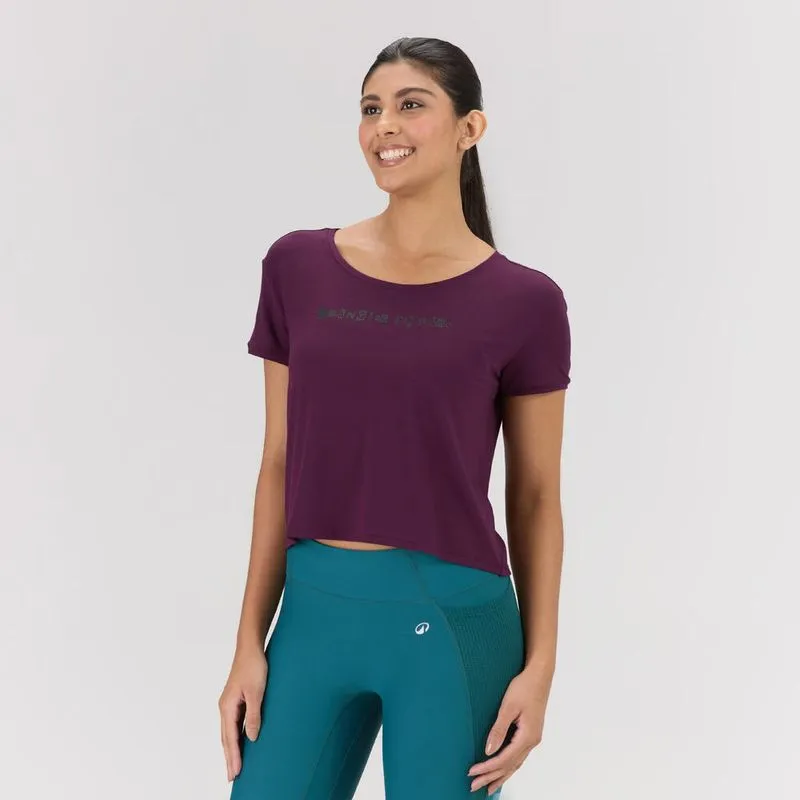 Camiseta Cropped Feminina de Treino 500 Domyos Roxo Cta cropped 500 az pv24, xl Roxo G