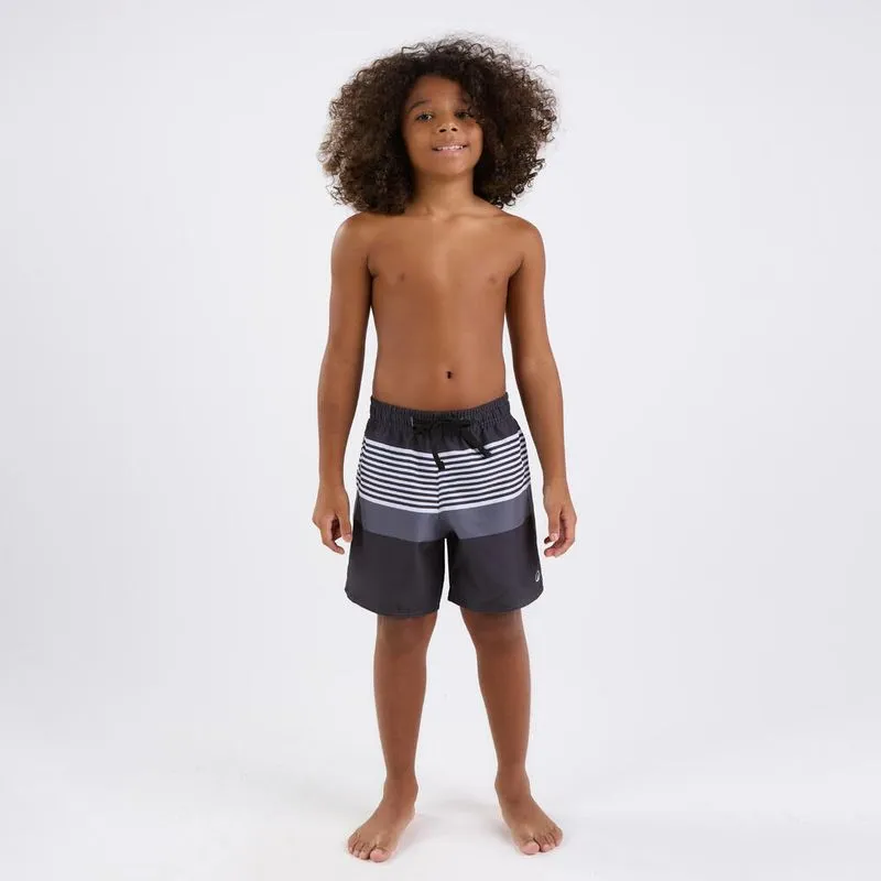 Short Infantil de Surf Teen 100 Tribord Listras Preto - 10 ANOS