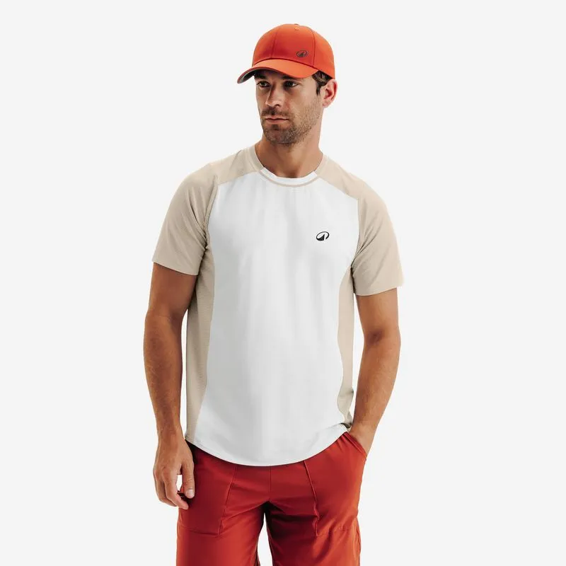 Camisa de tênis respirável masculina, Dry beige white, M