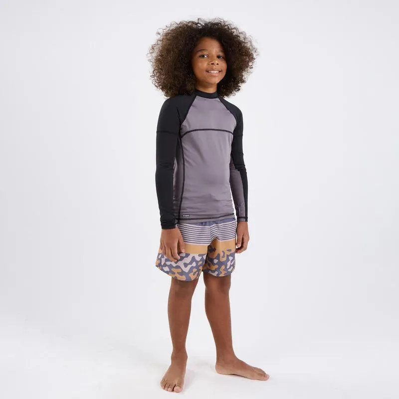 Camiseta Infantil de Surf UV Teen 500 UV Olaian Cinza - 12 ANOS