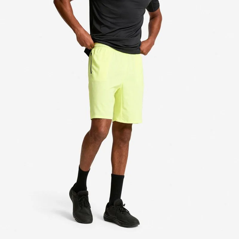 Short Masculino de Treino 120 Com ziper Domyos Amarelo, 3G