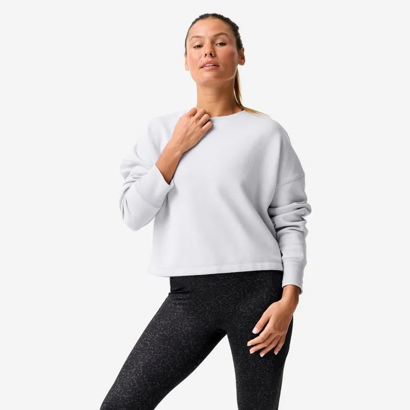 Moletom Cropped Feminino de Treino 520 Domyos Azul Claro, XL