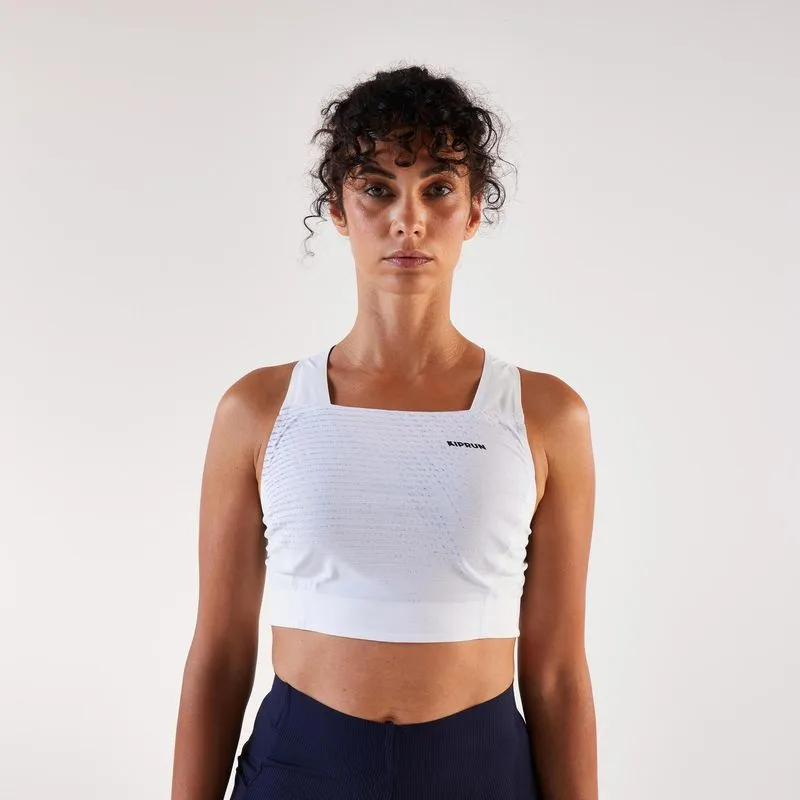 Top Feminino de Corrida Crop Run 900 Kiprun Branco - P