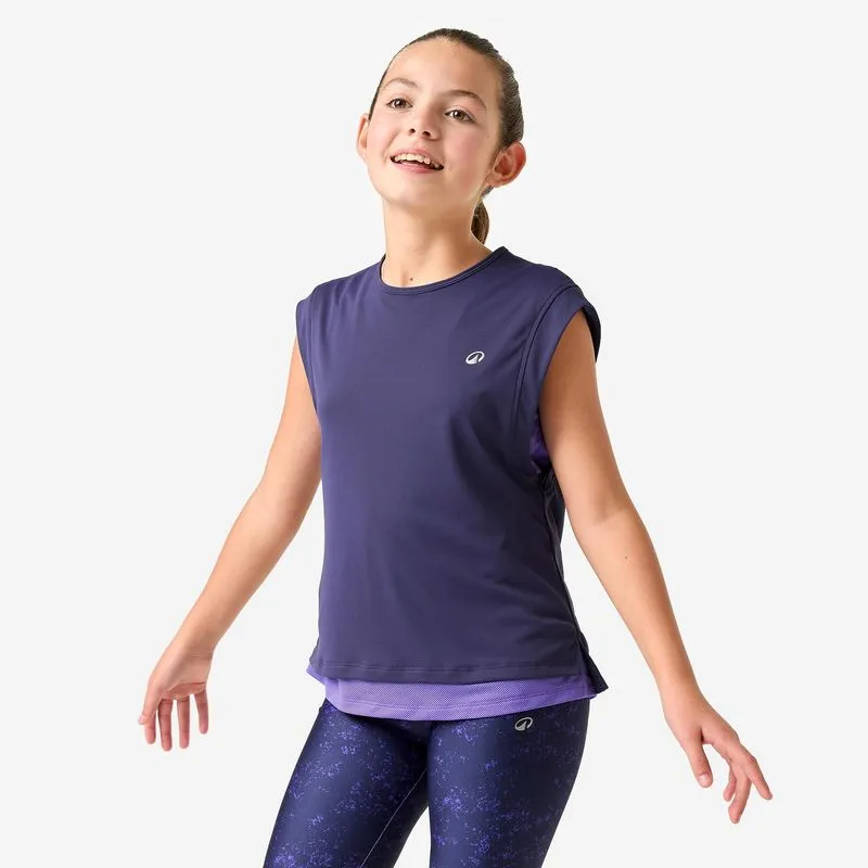 Camiseta Infantil de Treino 2 em 1 Decathlon Roxa Camiseta Infantil Multiesporte Decathlon Roxa Escura, 8-9 ANOS