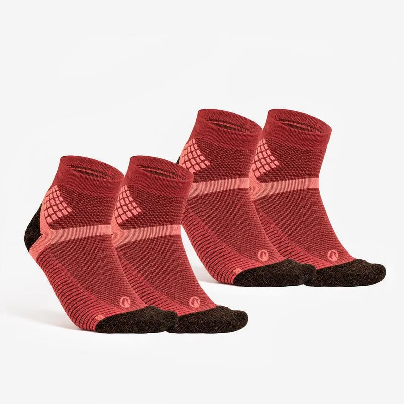 Kit 2 Pares de Meias Adultas de Trilha Hike 500 Cano Médio Quechua Vermelho - 41/44 BR
