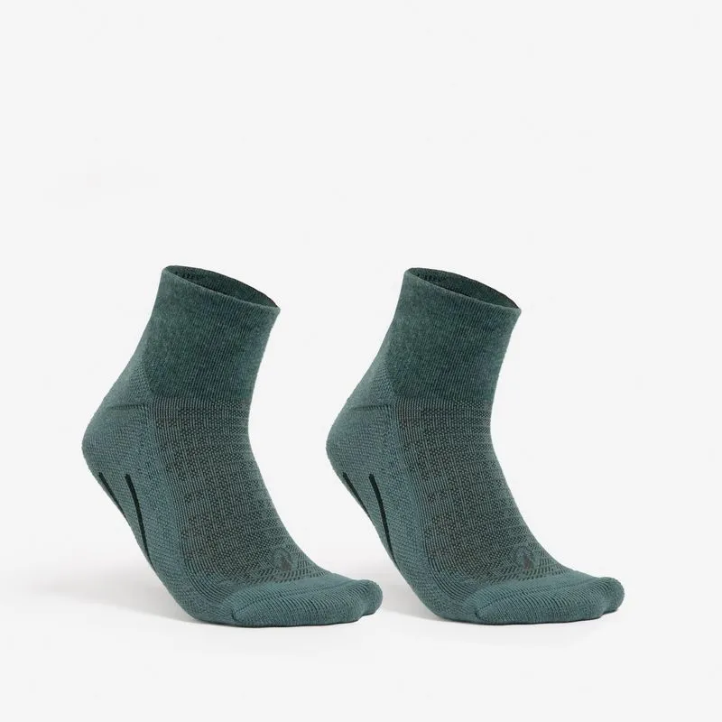 Kit 2 Pares de Meias Adultas de Trilha Hike 100 Cano Médio Quechua Verde - 41/44 BR