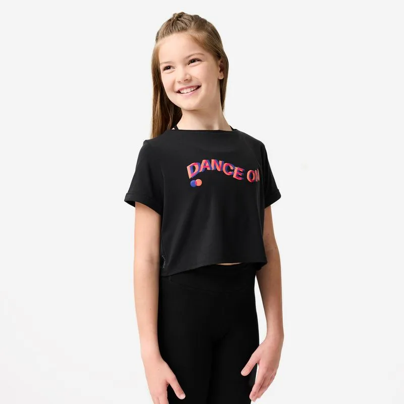 Camiseta Infantil de Dança Moderna Crop Domyos Preta - 8-9 ANOS