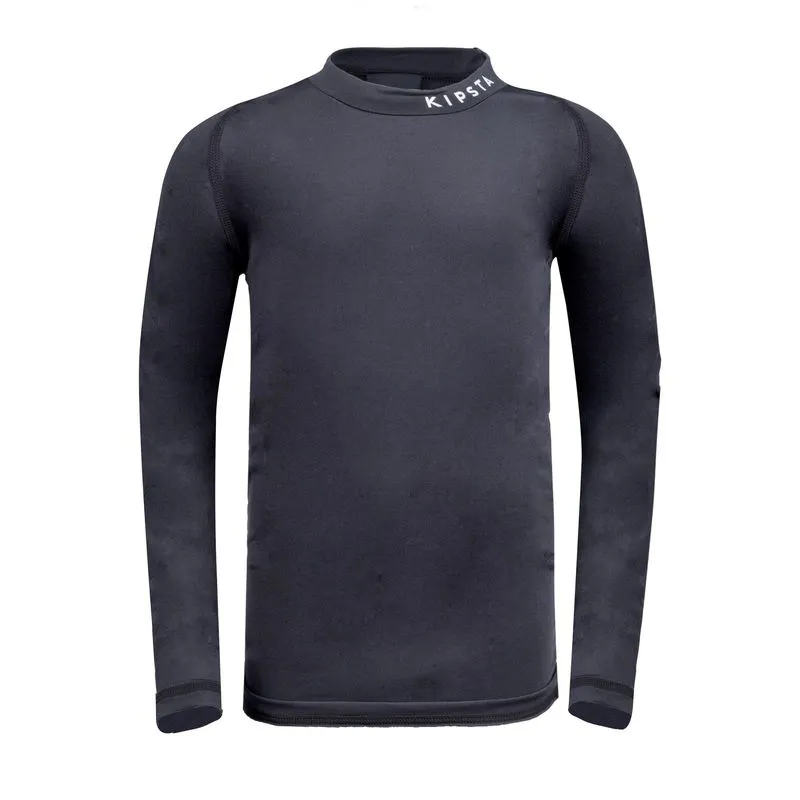 Blusa Térmica Infantil de Futebol 100 Kipsta Preta, 12 ANOS
