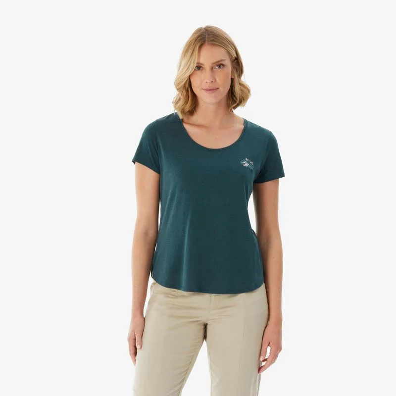 Camiseta Feminina de Trilha NH500 Quechua Verde Escuro - PP