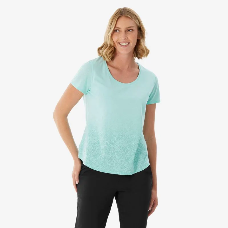 Camiseta Feminina de Trilha NH500 Quechua Azul Ciano - G