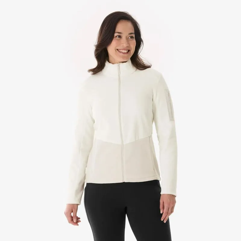 Jaqueta Fleece Feminina de Trilha MH500 Quechua Bege, P