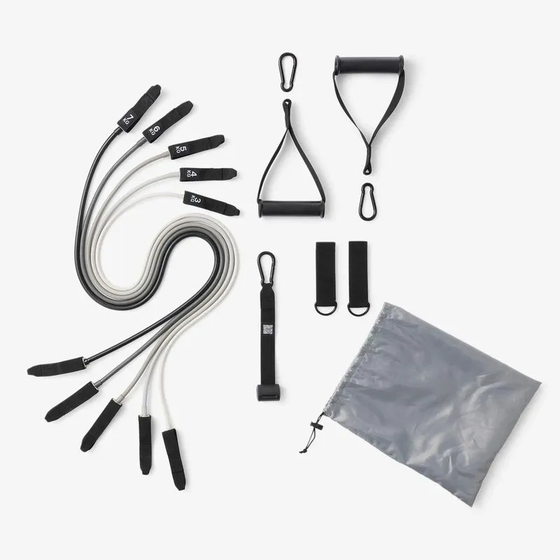 Kit de Elásticos para Musculação 5 Níveis Domyos Preto, ÚNICO