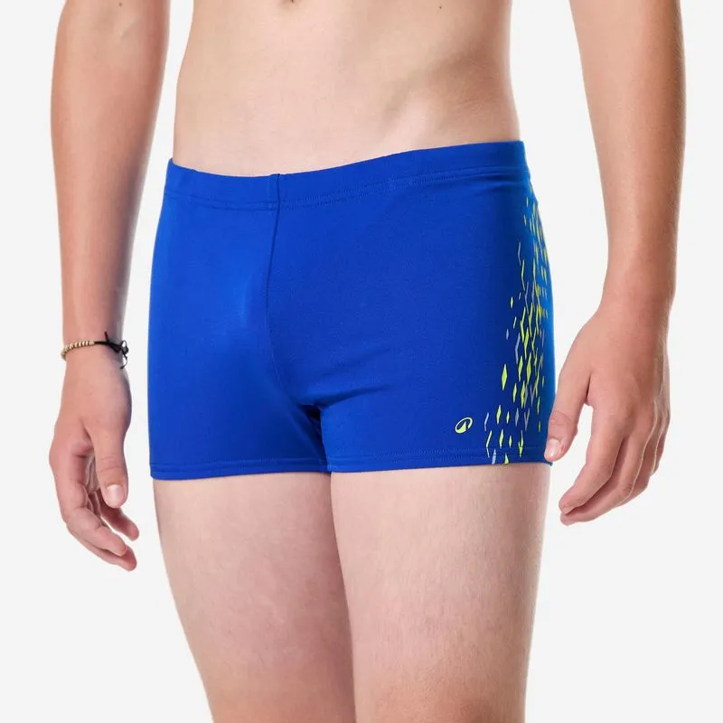 Sunga Boxer Infantil de Natação Fiti Decathlon Azul Calção de banho de adolescente, azul Fiti canto amarelo, 14-15 ANOS