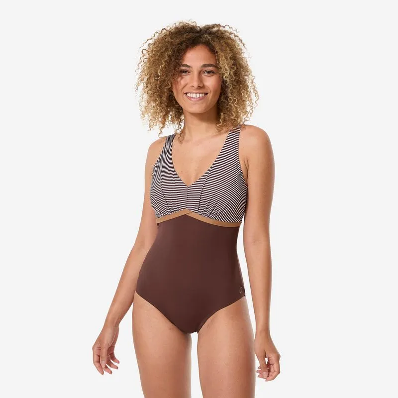Maiô Feminino de Natação Aquafitness Rosy Marrom Fato de banho de uma peça para aquafitness feminino, Rosy Marrom, 52