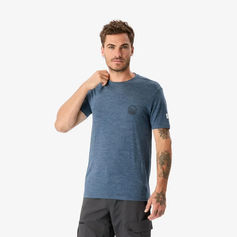 Camiseta Masculina de Trilha Lã Merino Simond Azul - P