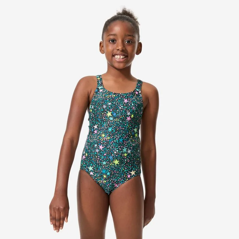 Maiô Infantil de Natação Vega Mágic Decathlon Verde Fato de banho de uma peça para meninas, Vega magic amarelo, 4-5 ANOS