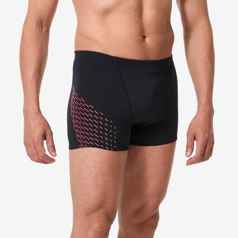 Sunga Boxer de Natação Masculina Fiti 500 Estampado Nabaiji Preto Calção de banho masculino, Fiti black red, 3G/4G